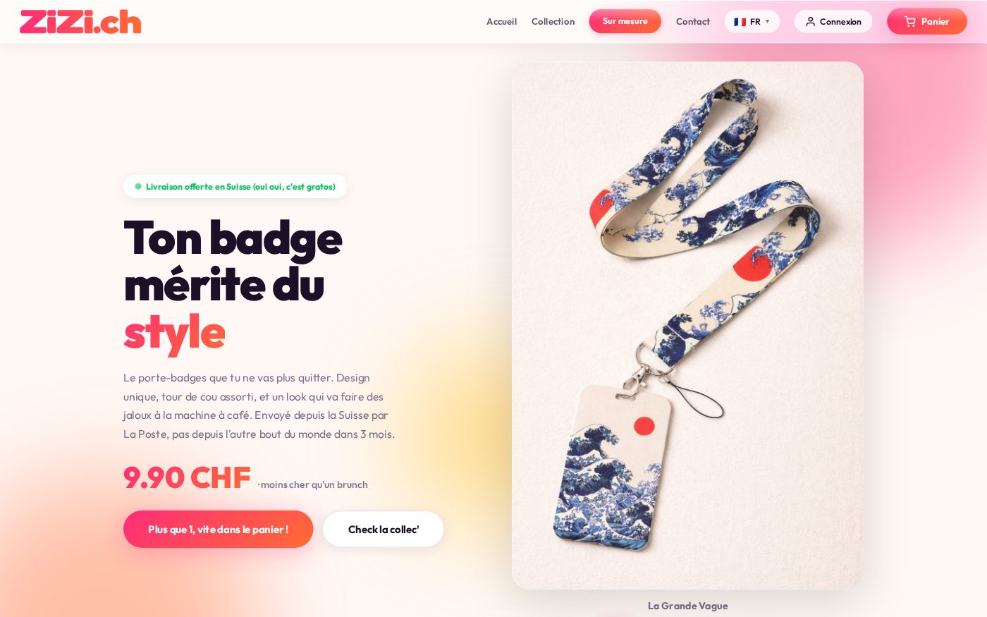 Boutique en ligne zizi.ch, porte-badges design, conçue et développée par netVD